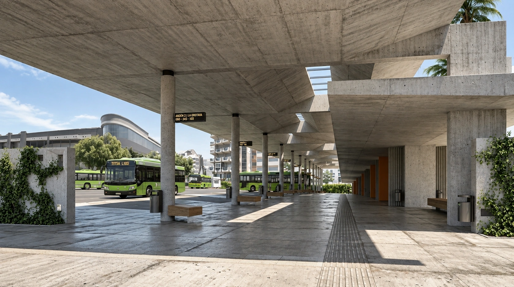 Calle peatonal cubierta de la Estación de Guaguas de Puerto de la Cruz